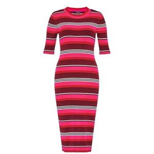Hallhuber Womens Dress Size‎ Small Pink Striped Knitted Bodycon Half Sleeves